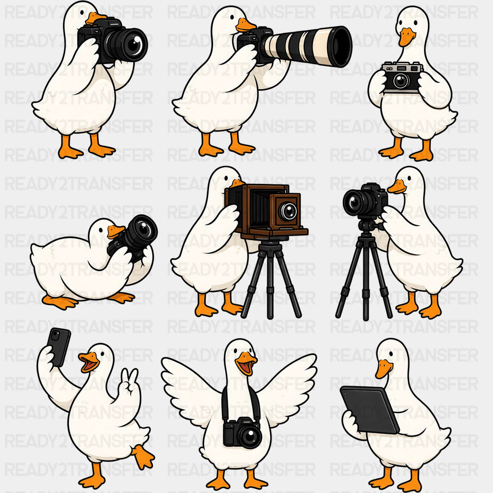 Goose With Camera - Photography DTF Transfers - Adult Unisex - S & M (10’’) / Dark Color Design (See Imaging)