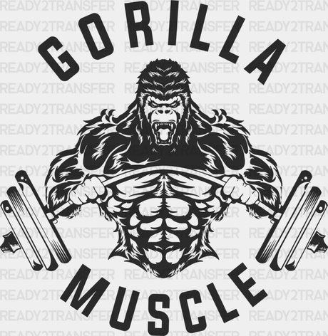 Gorilla Muscle - Gym Dtf Heat Transfer Adult Unisex S & M (10’’) / Black