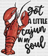 Got A Little Cajun In My Soul - Crawfish Dtf Transfer Adult Unisex S & M (10’’) / Light Color