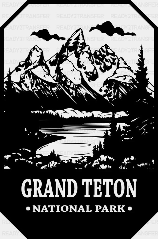 Grand Teton National Park Design - National Parks DTF Transfers ready2transfer Black