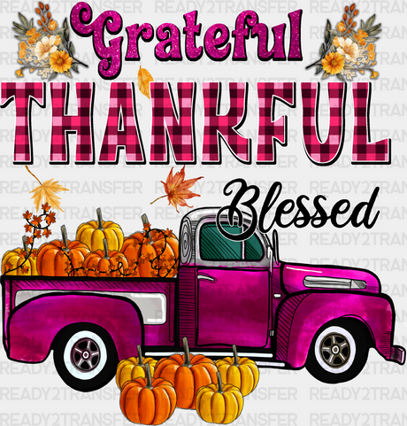 Grateful Thankful Blessed Purple - Fall Dtf Transfer Adult Unisex S & M (10’’) / Dark Color