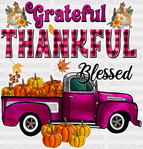 Grateful Thankful Blessed Purple - Fall Dtf Transfer Adult Unisex S & M (10’’) / Light Color