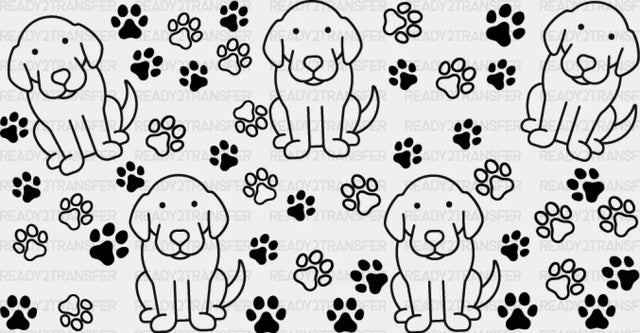Gray Dog Paw Design - Pets Cup Wrap Uv Sticker Permanent Dtf Decal