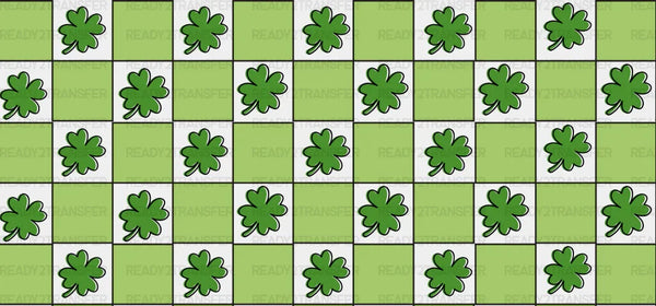 Green Checkered Clover - St Patrick Cup Wrap UV Sticker Permanent UV DTF Decal