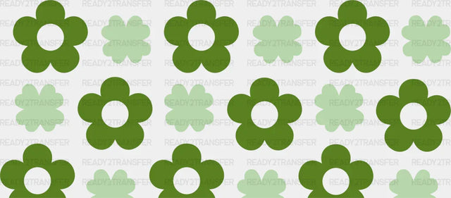Green Flowers And Clovers - St Patrick Cup Wrap Uv Sticker Permanent Dtf Decal
