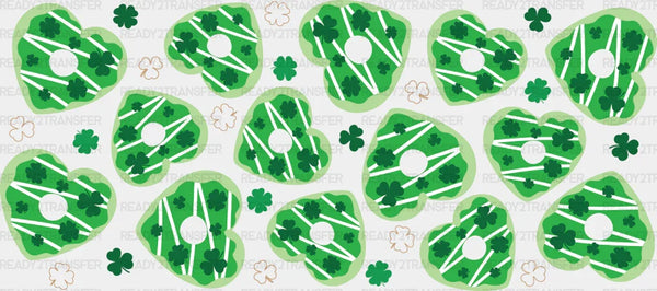 Green Hearts And Clovers - St Patrick Cup Wrap UV Sticker Permanent UV DTF Decal
