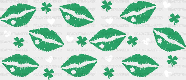 Green Lip Print - St Patrick Cup Wrap UV Sticker Permanent UV DTF Decal
