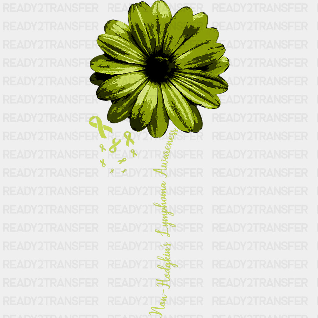 Green Sunflower & Ribbons - Lymphoma DTF Transfers ready2transfer