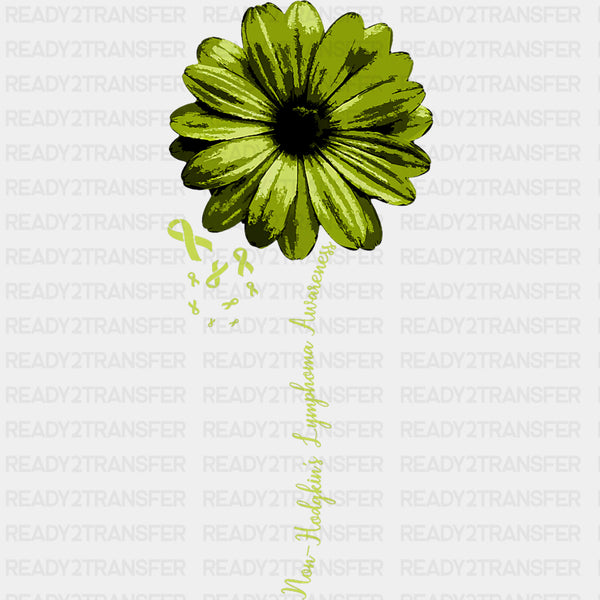 Green Sunflower & Ribbons - Lymphoma DTF Transfers