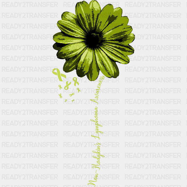 Green Sunflower & Ribbons - Lymphoma DTF Transfers ready2transfer