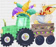 Green Tractor With Pelican - Mardi Gras DTF Transfer Adult Unisex - S & M (10’’) / Dark Color Design (See Imaging)
