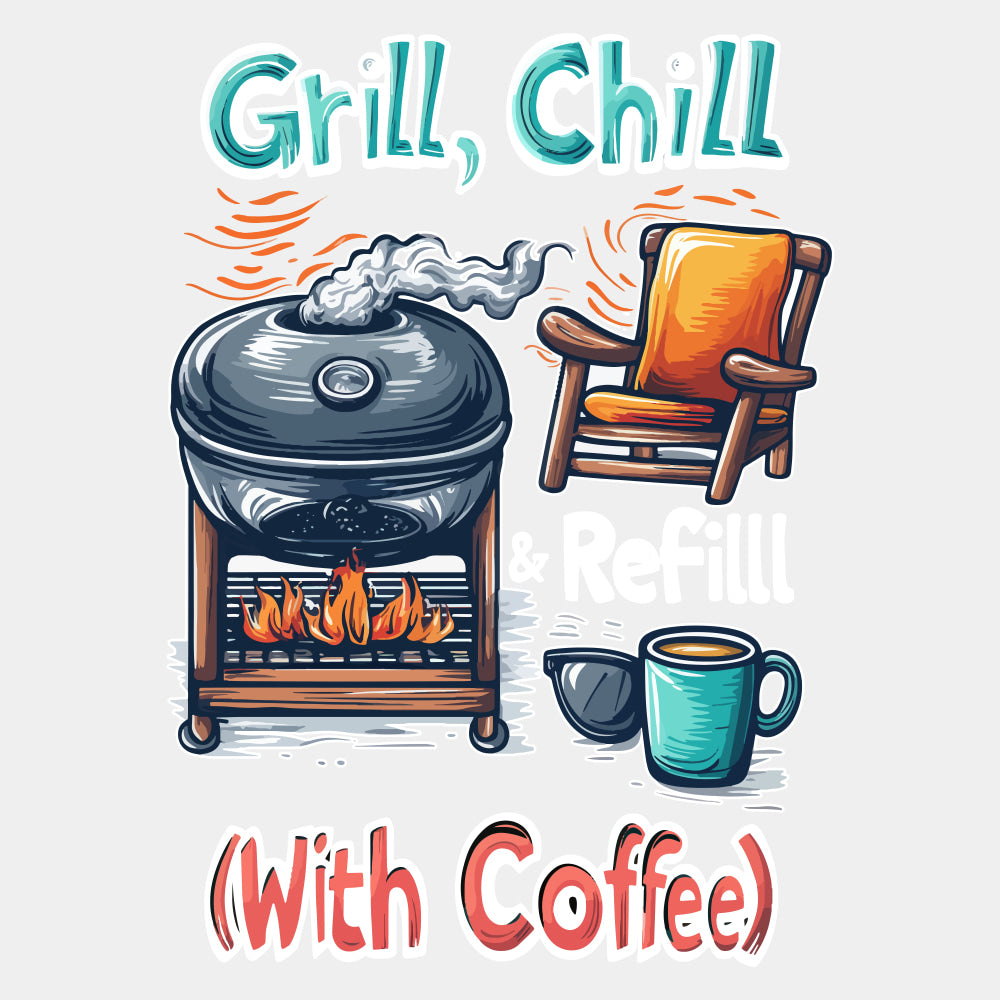 Grill, Chill & Refill - BBQ DTF Transfers ready2transfer Light Color Design (See Imaging)