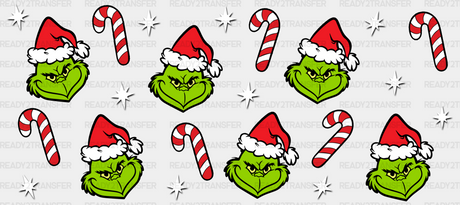 Grinch Candy Design - Christmas Cup Wrap Uv Sticker Permanent Dtf Decal