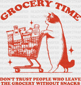 Grocery Time Cat Design - Funny Dtf Transfer