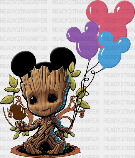 Groot Holding Balloons Disney Dtf Transfer Adult Unisex - S & M (10’) / Black