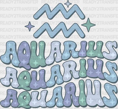 Groovy Aquarius Design - Zodiacs & Horoscopes Dtf Heat Transfer