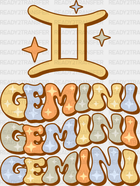 Groovy Gemini Design - Zodiacs & Horoscopes Dtf Heat Transfer