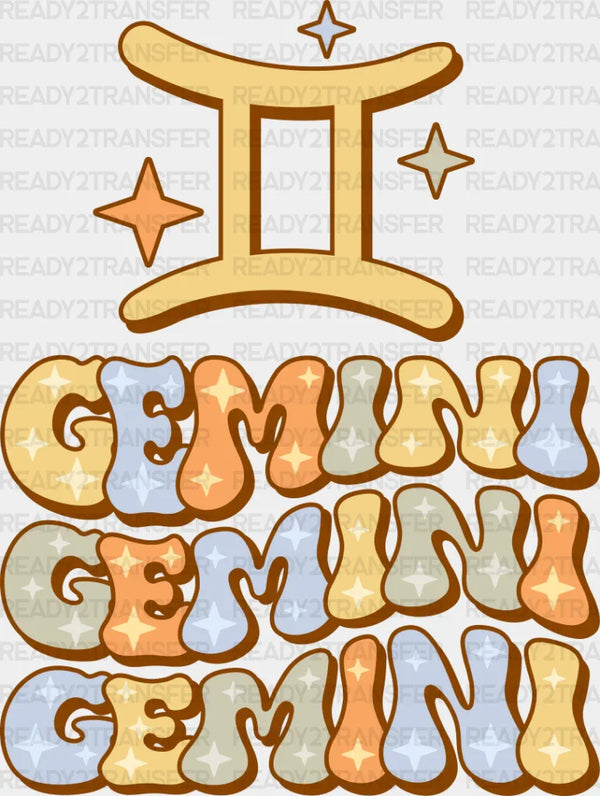 Groovy Gemini Design - Zodiacs & Horoscopes DTF heat transfer