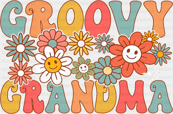 Groovy Grandma Flowers Design - Good Vibes DTF Transfer