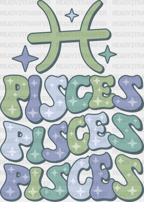 Groovy Pisces Design - Zodiacs & Horoscopes Dtf Heat Transfer