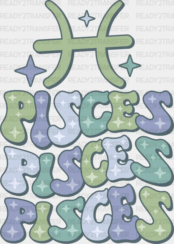 Groovy Pisces Design - Zodiacs & Horoscopes DTF heat transfer
