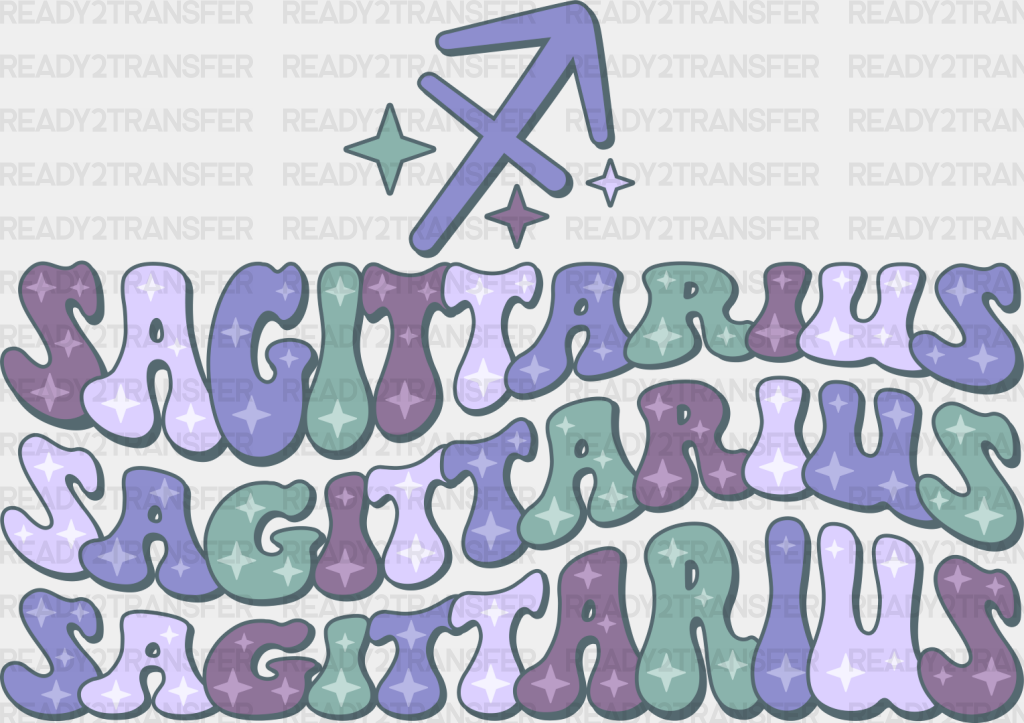 Groovy Sagittarius Design - Zodiacs & Horoscopes Dtf Heat Transfer