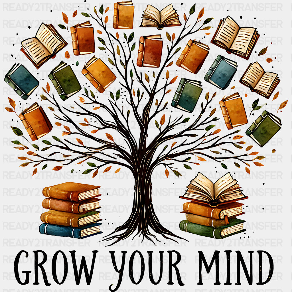 Grow Your Mind - Reading DTF Transfers ready2transfer Dark Color Design (See Imaging)