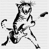 Guitar Cat B&W - Music DTF Transfers ready2transfer Dark Color Design (See Imaging)