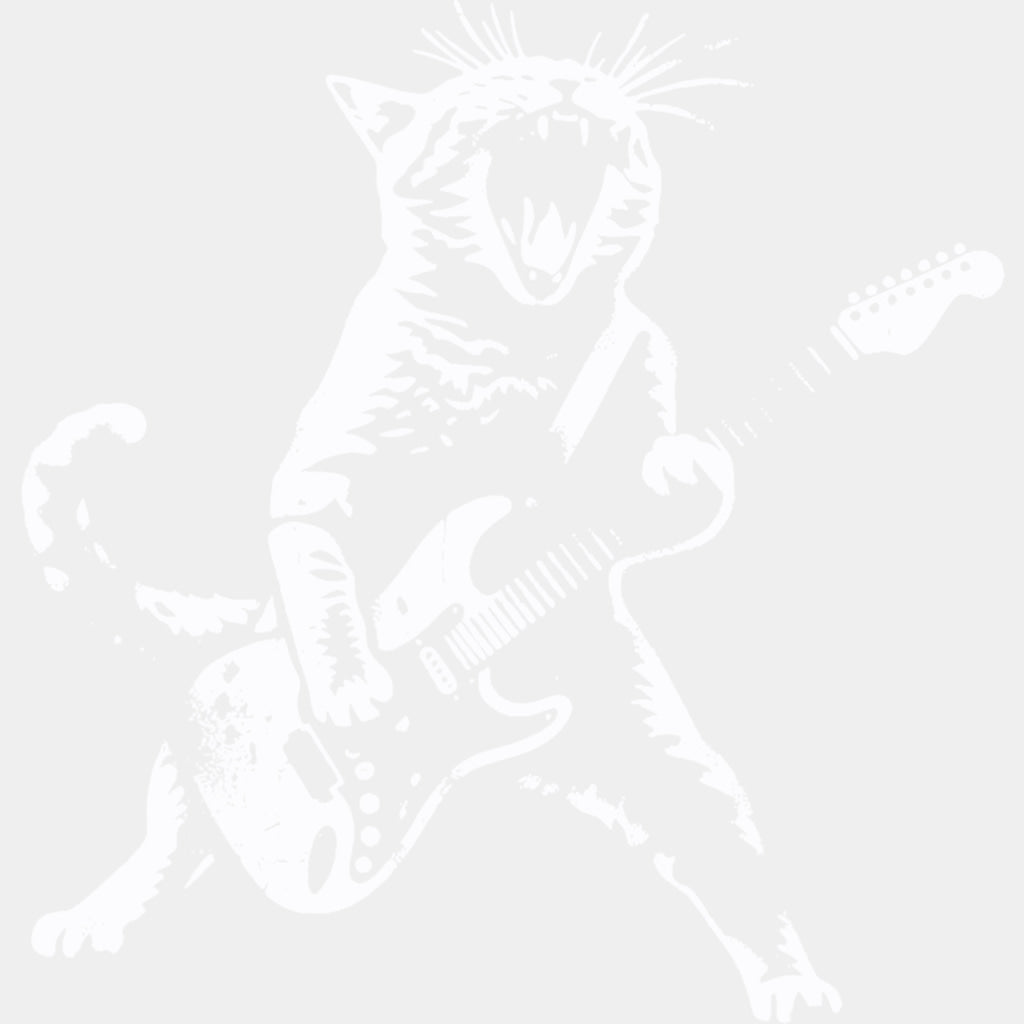Guitar Cat B&W - Music DTF Transfers ready2transfer Light Color Design (See Imaging)