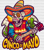 Guitar Playing Skeleton - Cinco De Mayo Dtf Heat Transfer