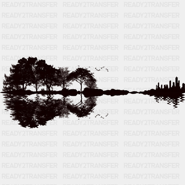 Guitar Silhouette - Music DTF Transfers ready2transfer Dark Color Design (See Imaging)