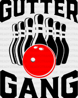 Gutter Gang - Bowling Dtf Heat Transfer Adult Unisex S & M (10’’) / Black