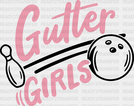 Gutter Girls - Bowling Dtf Heat Transfer Adult Unisex S & M (10’’) / Black