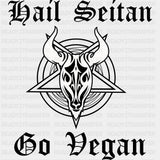 Hail Seitan Go Vegan - Vegan DTF Transfers - Adult Unisex - S & M (10’’) / Dark Color Design (See Imaging)