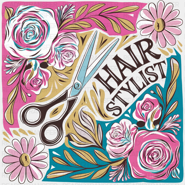 Hair Stylist Colorful Square - Hair Stylist DTF Transfers ready2transfer