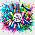 Hair Stylist, Vibrant Splash - Hair Stylist DTF Transfers ready2transfer