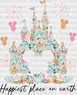 Happiest Place On Earth Disney Dtf Transfer Adult Unisex - S & M (10’) / Black