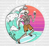 Happiness Comes In Waves Summer Dtf Transfer Adult Unisex - S & M (10’) / White