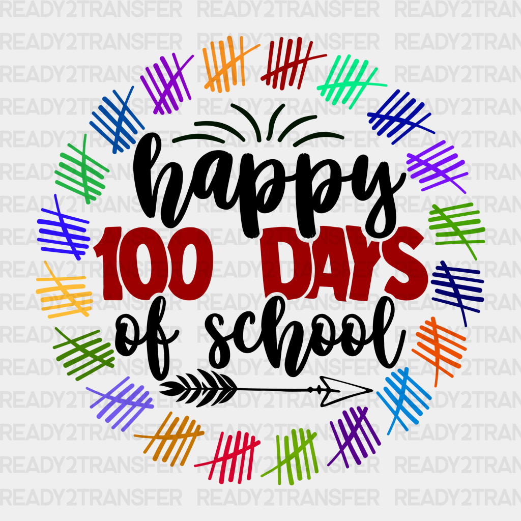 Happy 100 Days Of School Dtf Transfer