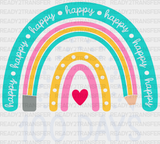 Happy 100 Days Rainbow Pencil Design Dtf Transfer