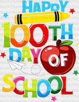 Happy 100Th Day Of School Colorful Design Dtf Transfer