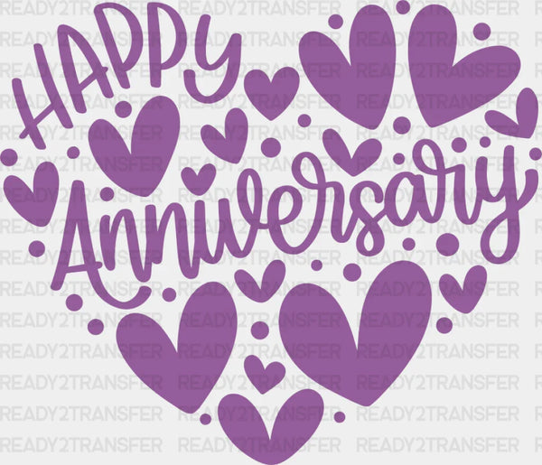 Happy Anniversary Purple Heart Design - Anniversary DTF Transfer