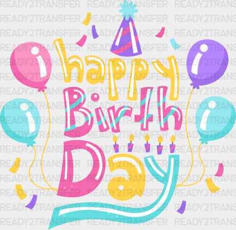 Happy Birthday Colorful Design - Dtf Heat Transfer