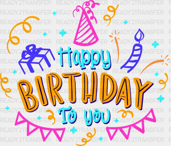 Happy Birthday Colourful Design - Birthday DTF heat transfer