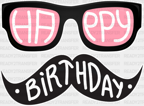 Happy Birthday Mustache Glasses - Dtf Heat Transfer Adult Unisex S & M (10’’) / Light Color