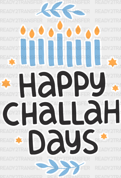 Happy Challah Days - Hanukkah Dtf Heat Transfer Adult Unisex S & M (10’’) / White