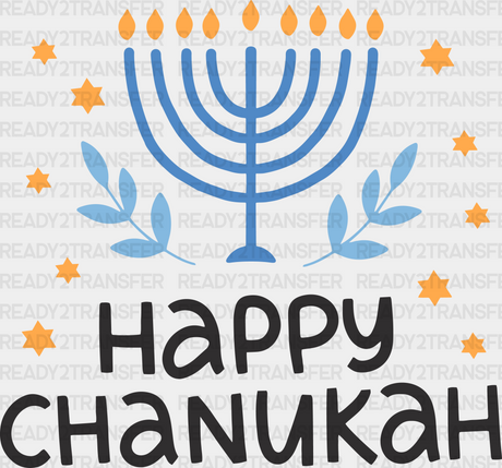 Happy Chanuka - Hanukkah Dtf Heat Transfer Adult Unisex S & M (10’’) / Black