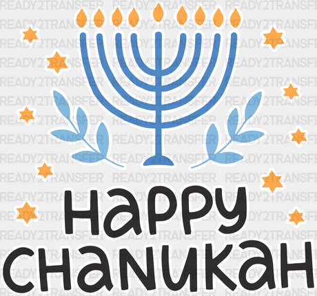 Happy Chanuka - Hanukkah Dtf Heat Transfer Adult Unisex S & M (10’’) / White