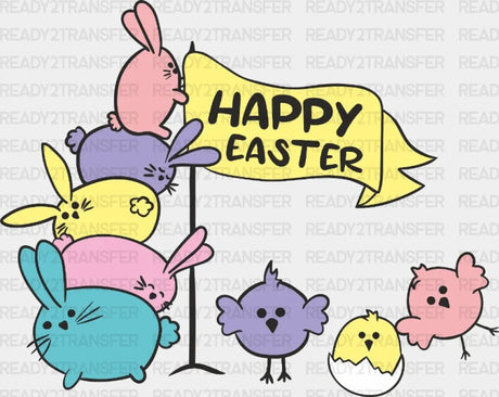 Happy Easter Bunnies Dtf Heat Transfer Design