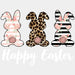 Happy Easter Bunnies DTF Heat Transfer, Easter Design ready2transfer White